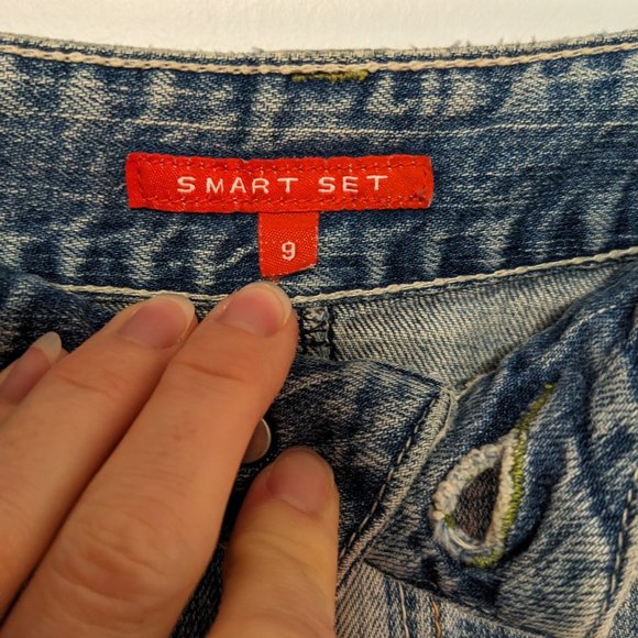 Smart Set Denim Jean Skirt with floral embroidered back pocket - Picture 2 of 6
